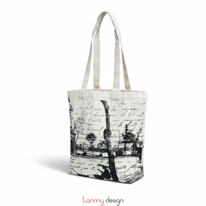 Tote bag printed with Hoan Kiem lake pattern